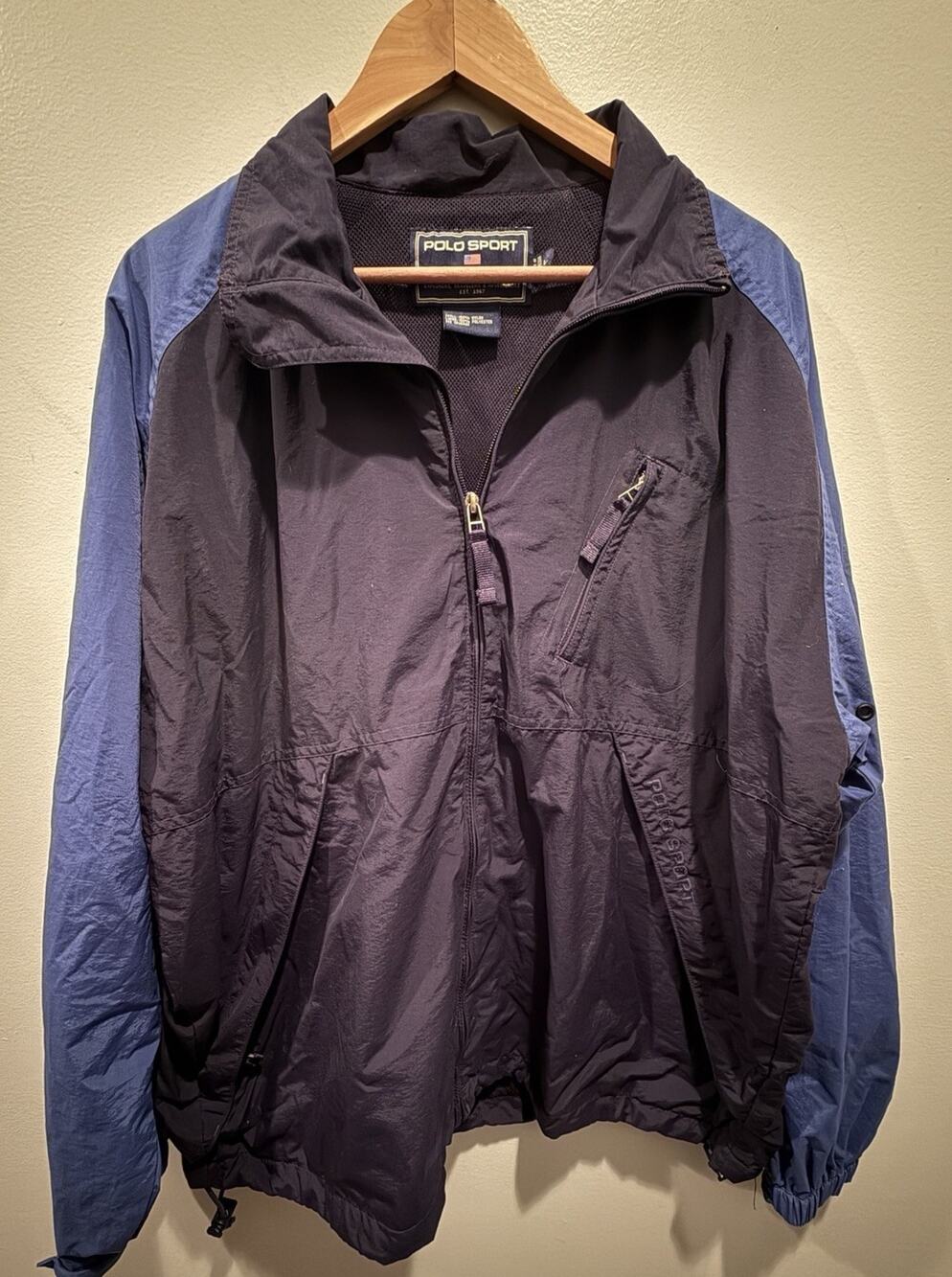Vintage Polo Sport Ralph Lauren Jacket Mens L Navy Blue Nylon Windbreaker Y2K